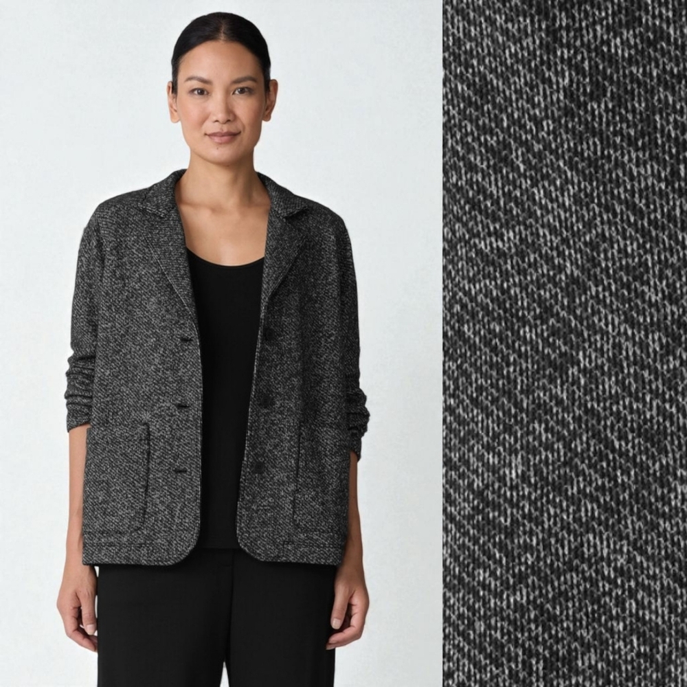 Eileen Fisher Organic Cotton Blazer Soft Terry Stand Collar XXS